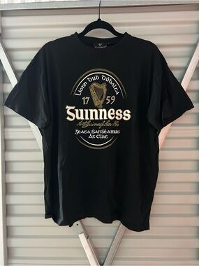 Guinness Black Tee with Gold and Cream Crest Graphic